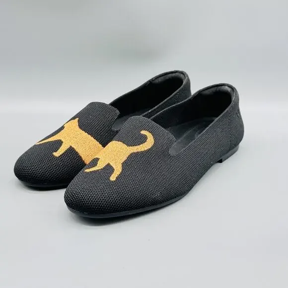 VIVAIA Shoes Womens 7 Black Knit Loafers Slip On Cat Flats Lightweight Comfort - Picture 2 of 11